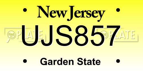 UJS857 New Jersey License Plate