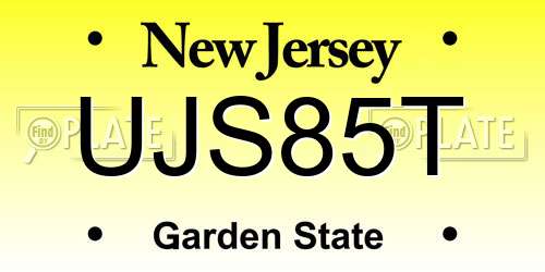 UJS85T New Jersey License Plate