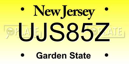 UJS85Z New Jersey License Plate