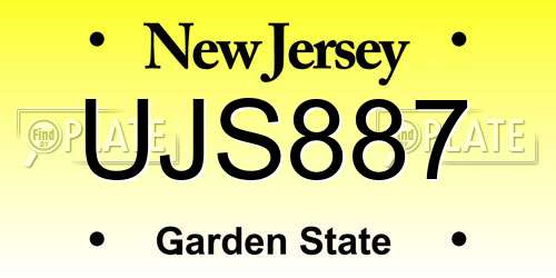 UJS887 New Jersey License Plate