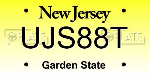 UJS88T New Jersey License Plate