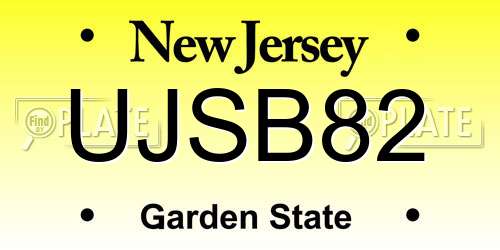 UJSB82 New Jersey License Plate