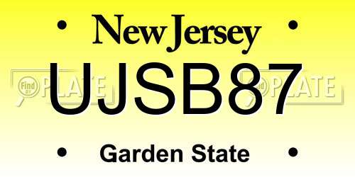 UJSB87 New Jersey License Plate