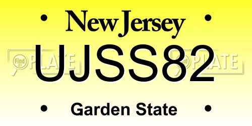 UJSS82 New Jersey License Plate