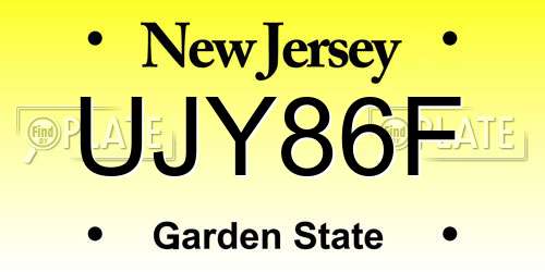 UJY86F New Jersey License Plate