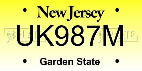 UK987M New Jersey License Plate
