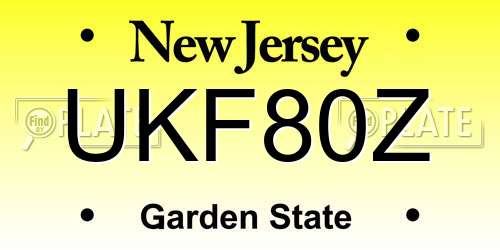 UKF80Z New Jersey License Plate