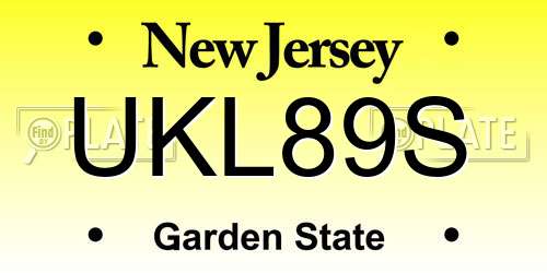 UKL89S New Jersey License Plate