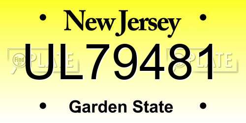 UL79481 New Jersey License Plate