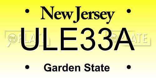 ULE33A New Jersey License Plate
