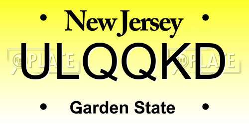 ULQQKD New Jersey License Plate
