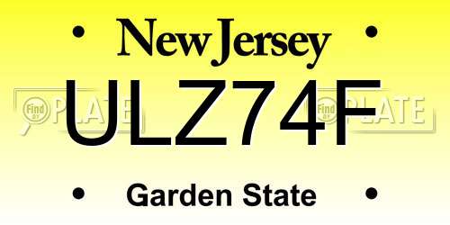ULZ74F New Jersey License Plate