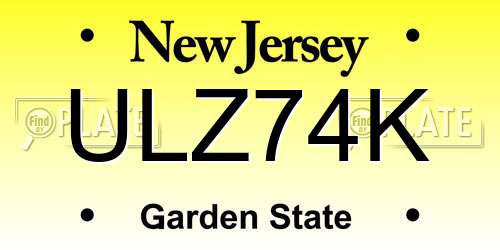 ULZ74K New Jersey License Plate