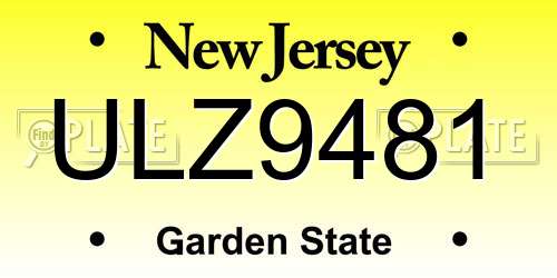 ULZ9481 New Jersey License Plate