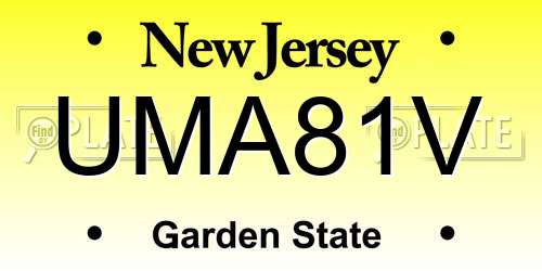 UMA81V New Jersey License Plate