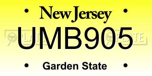 UMB905 New Jersey License Plate