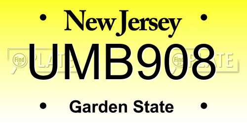 UMB908 New Jersey License Plate