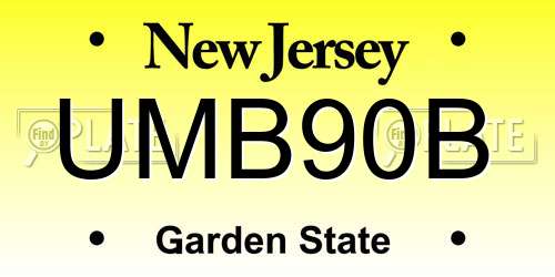 UMB90B New Jersey License Plate