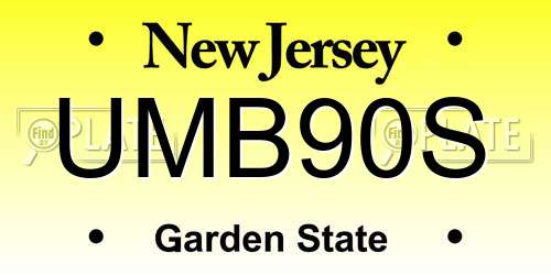 UMB90S New Jersey License Plate