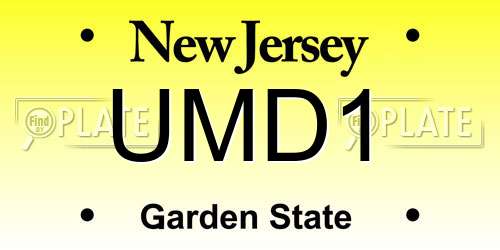 UMD1 New Jersey License Plate