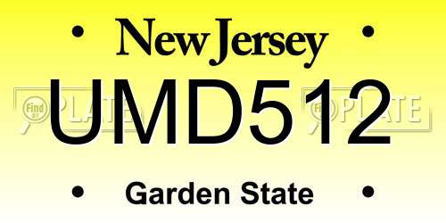 UMD512 New Jersey License Plate