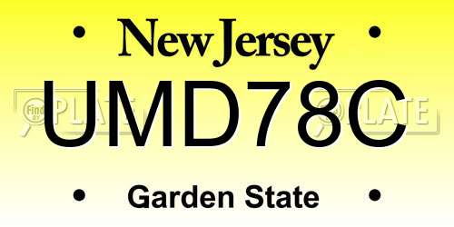 UMD78C New Jersey License Plate