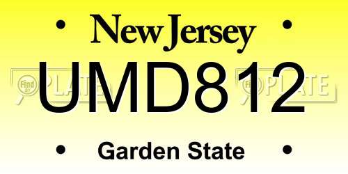 UMD812 New Jersey License Plate