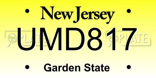 UMD817 New Jersey License Plate