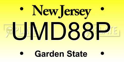 UMD88P New Jersey License Plate