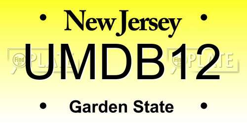 UMDB12 New Jersey License Plate