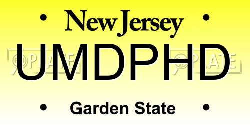 UMDPHD New Jersey License Plate