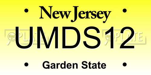 UMDS12 New Jersey License Plate