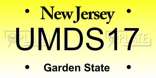 UMDS17 New Jersey License Plate