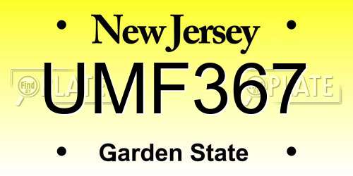 UMF367 New Jersey License Plate