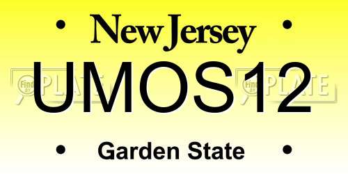 UMOS12 New Jersey License Plate