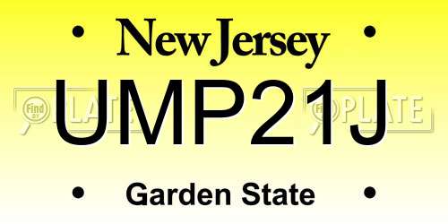 UMP21J New Jersey License Plate