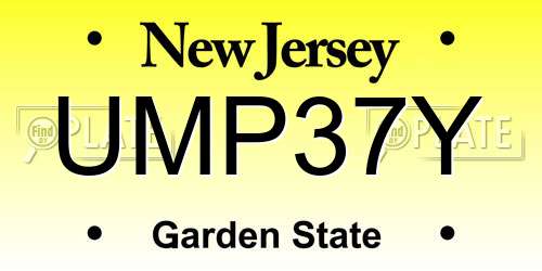 UMP37Y New Jersey License Plate