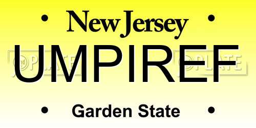 UMPIREF New Jersey License Plate