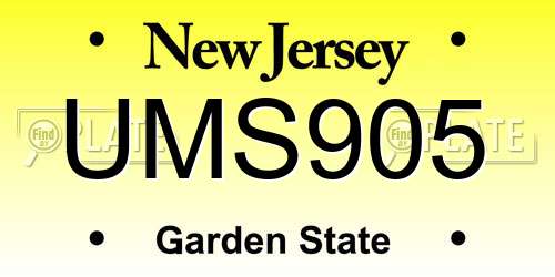 UMS905 New Jersey License Plate