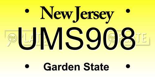 UMS908 New Jersey License Plate