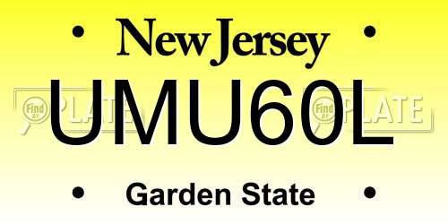 UMU60L New Jersey License Plate