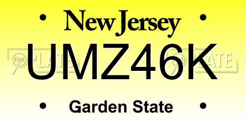 UMZ46K New Jersey License Plate