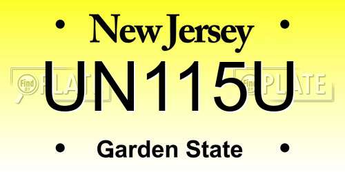UN115U New Jersey License Plate