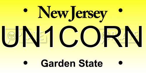 UN1CORN New Jersey License Plate