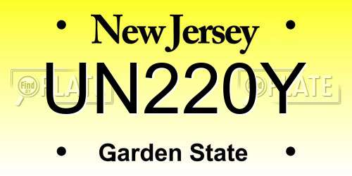 UN220Y New Jersey License Plate