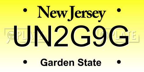UN2G9G New Jersey License Plate