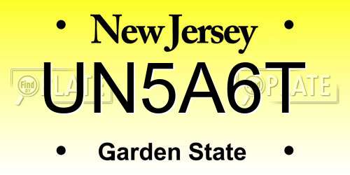 UN5A6T New Jersey License Plate