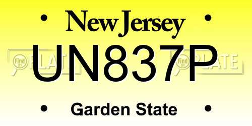 UN837P New Jersey License Plate
