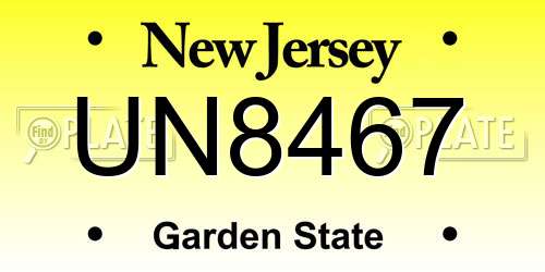UN8467 New Jersey License Plate