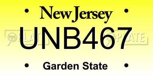 UNB467 New Jersey License Plate